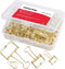 Gold Wire Binder Clips, 18 Pcs, 20 Pcs Cute Paper Clips Set, Assorted Sizes, Office Clamp Clips
