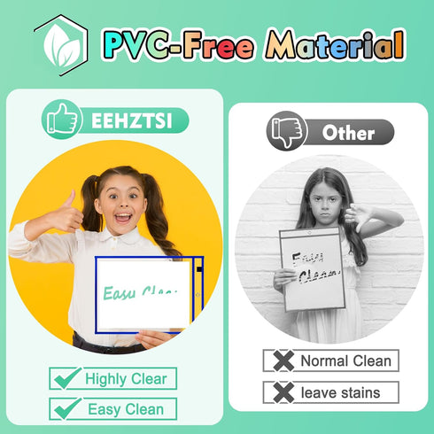 50 Packs 10x14 Inch Dry Erase Pocket Sleeves, Reusable Clear Plastic Classroom Sleeves, Ticket Holders