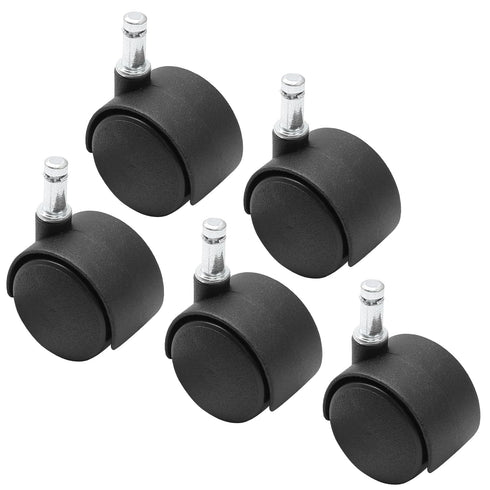 5pcs 1.5 Inch Swivel Caster Wheels, M8 Circlip Stem, Heavy Duty Black Nylon Replacement for Furniture, Table, Cabinet