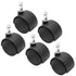 5pcs 1.5 Inch Swivel Caster Wheels, M8 Circlip Stem, Heavy Duty Black Nylon Replacement for Furniture, Table, Cabinet