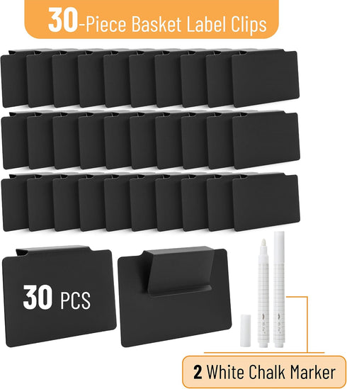 Mr. Pen- Basket Labels Clip On Set, 32 pcs, 30 Removable Bin Labels Clip On with 2 Chalk Markers, Storage Bin Labels for Storage Bins, Clip On Labels for Storage Bins, Basket Tags, Bin Clips by Mr. Pen