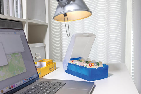 HAN 997-643, A7, Croco Flashcard Index Box. for Learning Vocabulary in an Ingeniously Simple Way, Translucent Blue