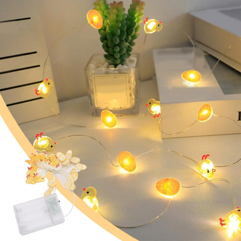 78.74 inch 20 Bulbs, Chick and Egg Shaped String Lights Indoor, Easter String Lights with Easter Decorations, Easters