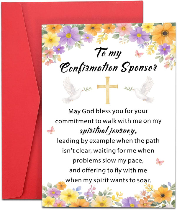 Confirmation Sponsor Card, Confirmation Sponsor Gifts for Women Men, Catholic Confirmation Cards
