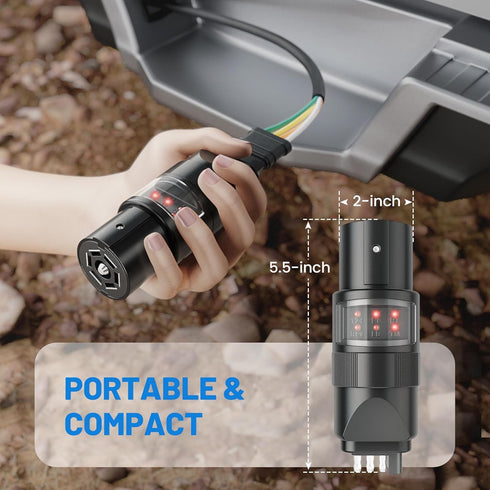 MECMO 360 7 4 6 7 4 Rotatable Pin & Pin Circuit Tester Adapter w/ LED Indicators, Swivel Way Blade to Way Flat