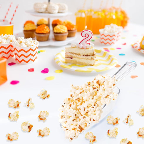 Ice Scoop Candy Buffet Containers, Hmxpls Clear Plastic Scoopers for Popcorn Cookie Candy Buckets (6 Pack)