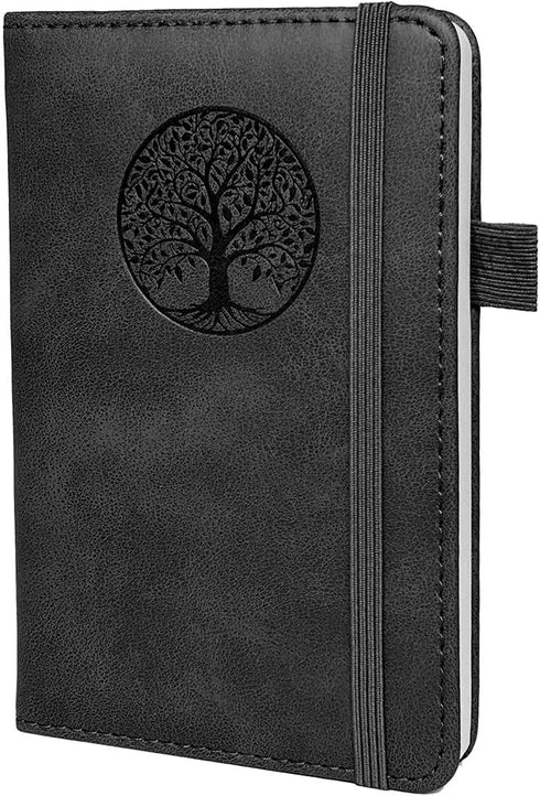 Small Pocket Notebook, Leather Journal Mini (Black) by BIYUNRO