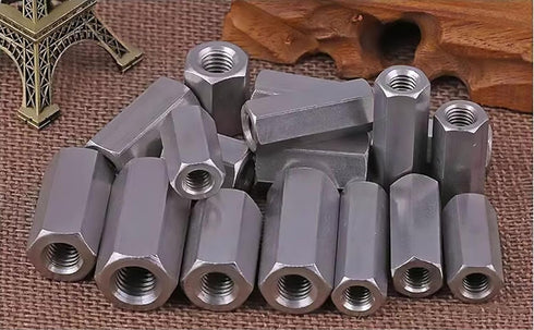 5PCS M6 X 1-Pitch 10mm Length 304 Stainless Steel Metric Hex Coupling Nut