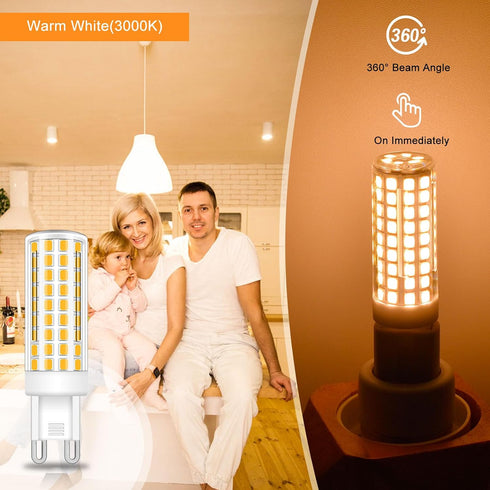 Dimmable G9 Bulb 3000K T4 G9 6W 60 120V 600 G9 Bulbs (3 Pack) LED Warm White, Replacement for Watts Halogen, Ceramic Bi