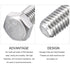 Hex Bolts (1/2-13x2"), 20Pcs 304 Stainless Steel Fully Threaded Hex Head Screws for Furniture Repair, Silver