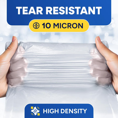 (500 Pack) 30 Gallon Clear Trash Bags, 10 Mic, High-Density, Fits Round and Square 20-30 Gal Trash Cans, 30” x 36”
