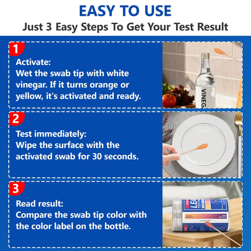TENDWARE LIFE 60 30 Lead Test Kit Swabs Travel Size, Second Results, Lead Paint Test Kit Household Home Use for Water