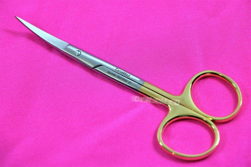 artlab 1 4 1/2 Inches EA Premium German -Tungsten Carbide Iris Scissors Curved Gold Rings Ideal for Medical Purpose