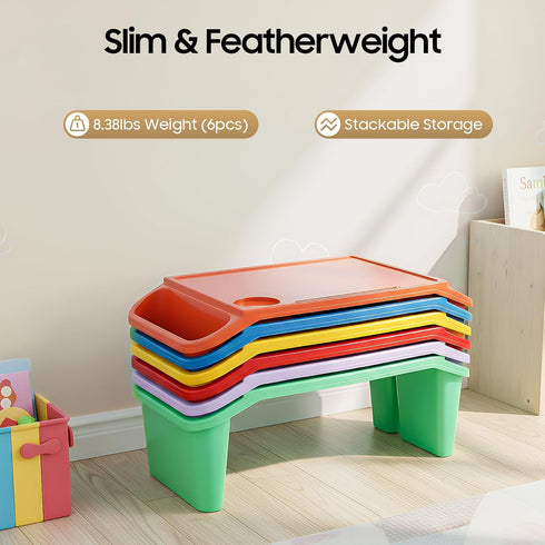 CeRaBuRET 6 19.69 9.84 7.09in Pcs Lap Desk Tray, Portable Activity Tray with Side Storage, Lap Table Bed Table Plastic