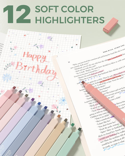 56 6 12 5 9 Set Four Candies PCS Aesthetic School Supplies with Pencil Case, Multicolor Pen, Pastel Highlighters, Gel