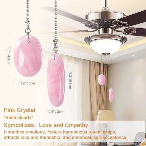 LFERS 2 12" LEFERS Ceiling Fan Pull Chain, Pieces Natural Gemstone Pendants with Ceiling Fan Chain Extender