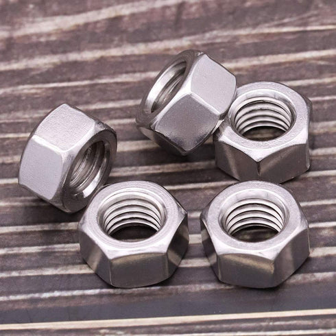 304 Stainless Steel 3/8-16 Finished Hex Nut, Bright Finish, Full Thread, ASME B18.2.2, 25 Pcs Hexagon Nut