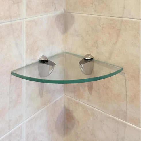 6" 6" 3/8" Dulles Glass x Quarter Round Floating Glass Shelf - Shelf Only - Tempered - Thick - Flat Polished Glass