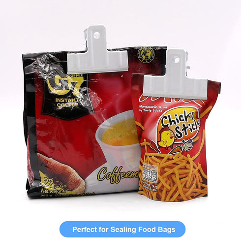 Coideal White Bull Clips Thickened - 10 Pack Large Metal Binder Paper Clips for Food Bags, Office & Home