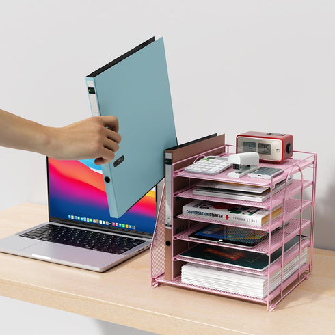 gianotter Desk Organizers and Accessories - 6-Tier Paper Organizer with Magazine Rack, File Organizer for Desk, Office