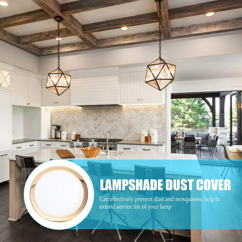 Kisangel Dustproof Lampshade Cover with Shiny Iron Ring Ceiling Lamp Shade Protector Dust for Chandelier and Lamp Decor
