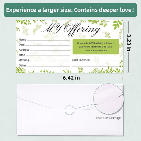 Church Offering Envelopes for Donations, 6.42 x 3.23 Inch Tithe Envelopes for Non-Profit Organizations (Leaf Style, 200)
