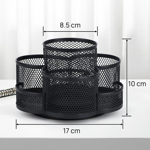 Pen Holder for Desk, Rotating Pencil Holder, Black Cup Organizer for Office