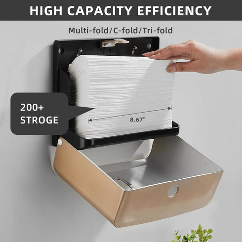 Paper Towel Dispensers Wall Mount: Multifold Z-Fold Paper Towel Holder, No Drilling Install, Compact Hand Towel