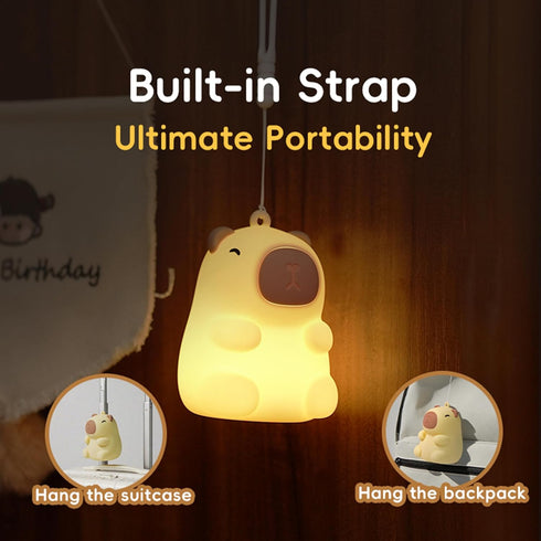 Myratts 7 Dimmable Mini Capybara Night Light, Colors Bedside Lamp, Touch Control Night Lamp, Used for Camping Party