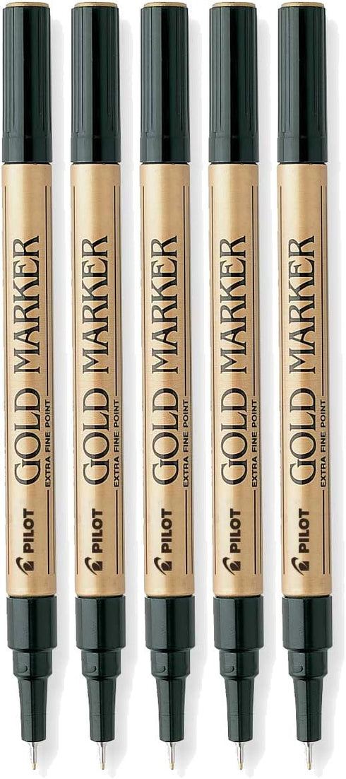 Pilot Gold Metallic Permanent Paint Marker, Extra Fine Point, 5-PACK(41500)