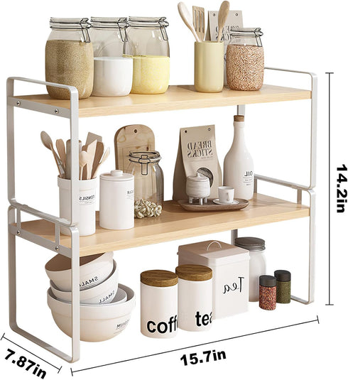 YGYQZ Wood Office Desk Shelf Organizer, Cute Dresser Top Storage Rack, Aesthetic Bookshelf for Women, Men, Kids