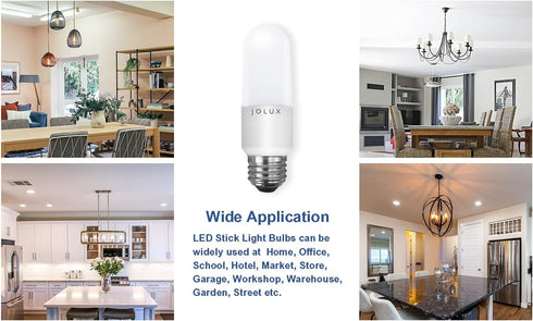 LED Stick Light Bulbs, 60W Equivalent, 5000K Daylight, 800 Lumen, E26 Base, Non-Dimmable, 6 Count