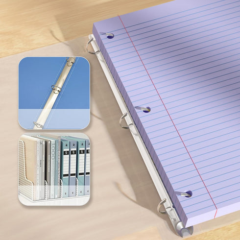 AILZFEI 100 8 10.5 3-Hole 3-Ring 8" 10.5" Purple Loose Leaf Paper Sheets Colored Filler Paper * College Ruled Paper