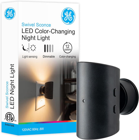 GE Directional Plug in Wall Sconce Night Light, Adjustable Swivel Accent Lighting