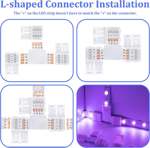 SynHHergyx 42 4 30 10mm 8 4 Pcs Pin LED Strip Connector Kit with Solderless LED Light Connectors for Wide RGB LEDs