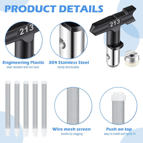 Zhengmy 12 Nozzle (109,213,313,413,515) Pcs Airless Paint Sprayer Gun with Guard Spray Tips and Airless Paint Spray Gun