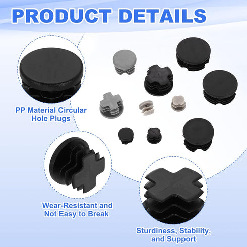 24Pcs 1-1/4"(31.8mm) uxcell Plastic Hole Plug, Round Tubing Inserts, Furniture End Cap Protection Glide for Chair Sofa