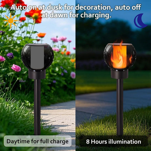4 Pack Dynaming Solar Torch Lights Outdoor, Flickering Flame Christmas Pathway Solar Globe Lights, Auto On/Off Garden