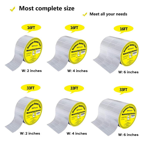 Waterproof Butyl Tape 2" x 16ft, Upgraded Outdoor Aluminum Foil Tape with Butyl Rubber Adhesive for Roof Crack