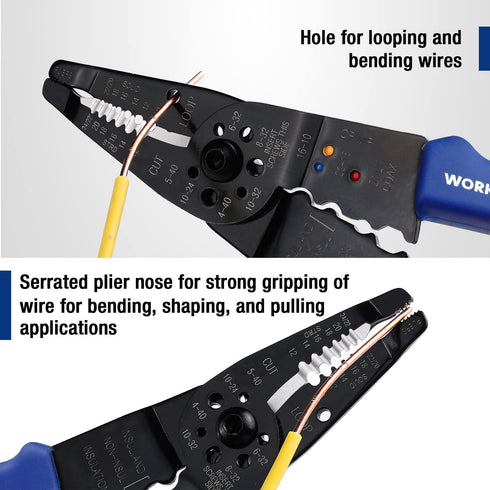 WORKPRO 8-Inch Wire Stripper, Multi-Tool Wire Cutter for Stripping, Cutting & Crimping, W091033AE