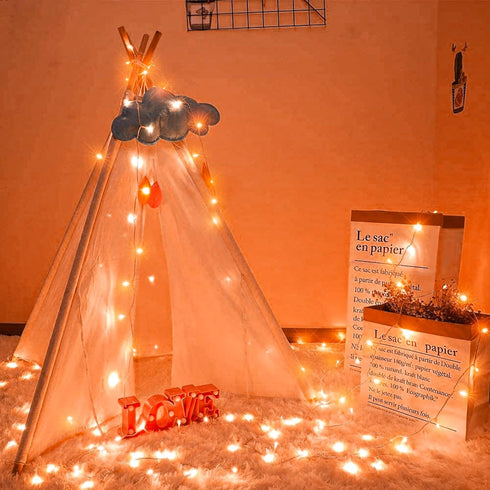 200 LED Halloween Lights, 66ft Orange String Lights, 8 Modes, Plug-in Waterproof for Christmas Halloween Decorations