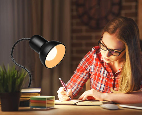 360 Desk Lamp, Rotation Clip On Reading Light - Gooseneck Lamp with Cable, Portable Clamp Light for Bedroom, Office
