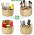 Bamboo Rotating Pencil Holder for Desk - Pen Holder Desk Organizer with 7 Compartments for Office Supplies