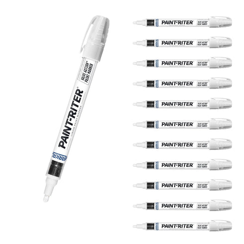 Markal 96960 Paint-Riter+ Liquid Paint Marker, Oily Surface, Bold Mark Size 1.8", White, 12-Pack