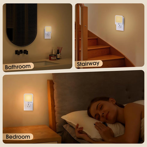 BEOAUDRA Dimmable 2 Pack Motion Sensor Night Light Plug in, Warm White Motion Activated LED Night Lights for Bedroom