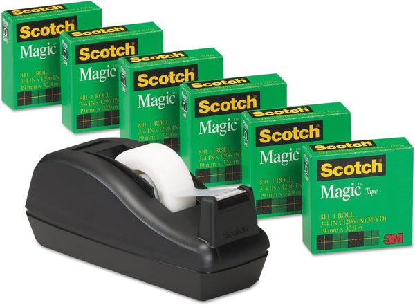 Scotch Magic Tape Value Pack, 3/4-Inch x 1000-Inch, 1-Inch Core, Clear, 6/Pack
