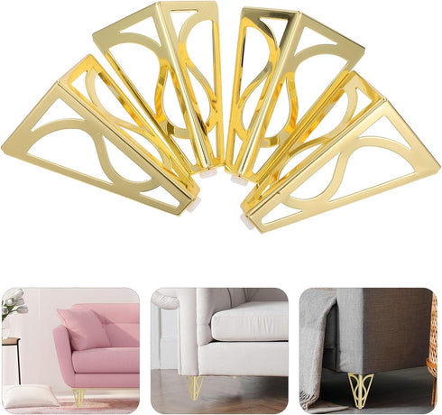 LIFKOME 4pcs 15cm Metal Furniture Legs for Sofa Cabinet Table Metallic Gold Modern Replacement Sofa Legs with Screw