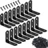 16Pcs Black Stainless Steel L Bracket Corner Braces 1.6x1.6 Inch Metal Shelf