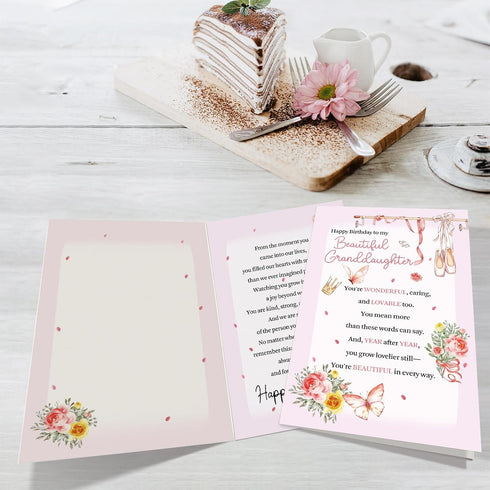 Supoeguk Lovely Birthday Card for Granddaughter, Sweet Granddaughter Birthday Cards Gifts, Happy Bday Card from