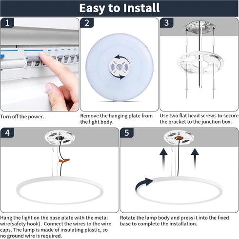 11 Inch 24W 2400LM, Dimmable 3000K/4000K/6500K Flush Mount Ceiling Light with Night Light, LED Ceiling Lights Fixture